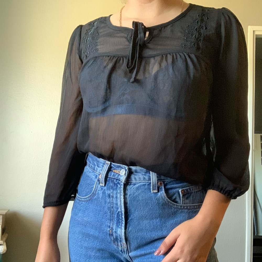 Black sheer blouse 👽
